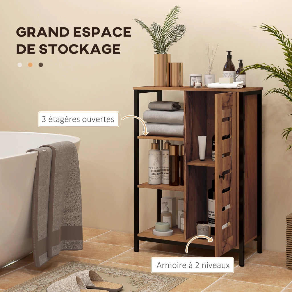 Mobile da bagno industriale con struttura in acciaio e 3 ripiani aperti ¨C zephmum ¨C 60x30x85 cm marrone rustico
