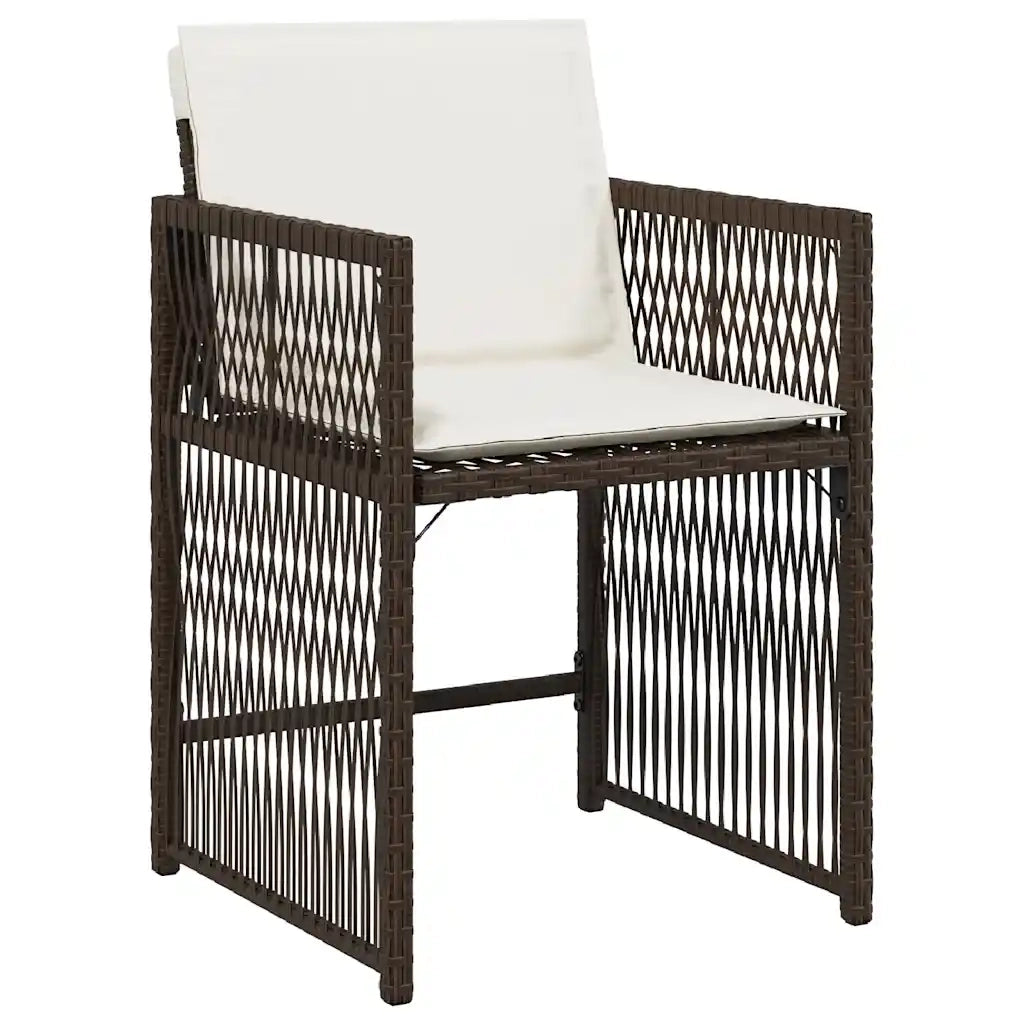 Sedie da Giardino con Cuscini 4 pz Marroni in Polyrattan 365037