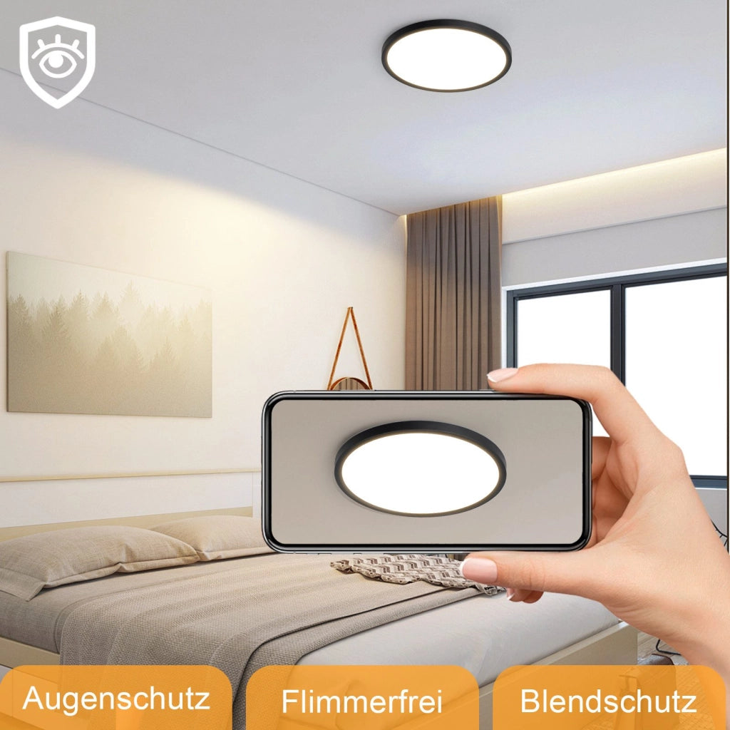 ZMH Lampada da soffitto plafoniera LED moderna rotonda nera 22cm per soggiorno corridoio
