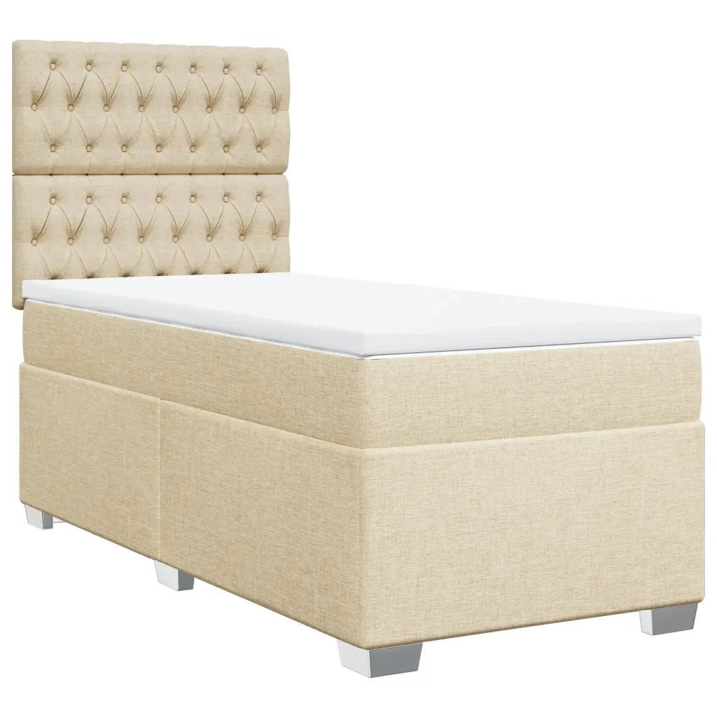 vidaXL Giroletto a Molle con Materasso Crema 100x200 cm in Tessuto