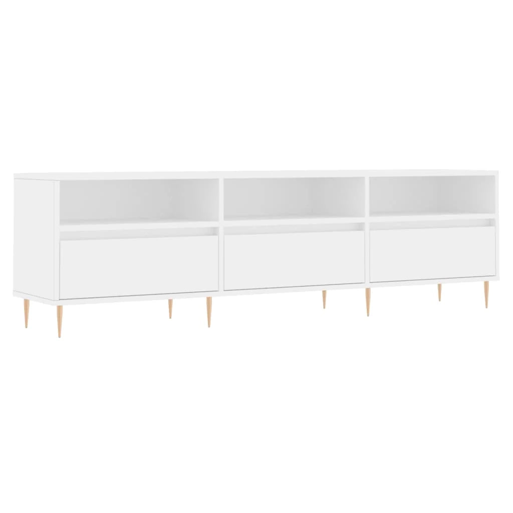 Mobile TV multimediale mensola TV credenza TV per sala da pranzo soggiorno camera da letto 150 x 30 x 44,5 cm legno ingegnerizzato bianco 02_0025970