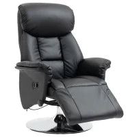 Poltrona Relax, Funzione Lettura, Ecopelle, Poggiapiedi, 150 kg, 78 x 80 x 109 cm, Nero