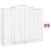 Set di 9 gabbioni ad arco per recinzione gabbia o muro di contenimento 200 x 50 x 160/180 cm ferro zincato argento 02_0041262