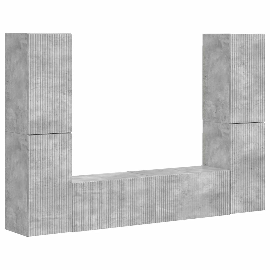 Set mobile TV 6 pcs Grigio cemento Legno multistrato