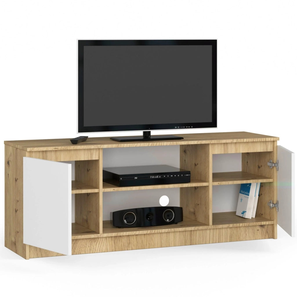 Mobile TV AKORD Quercia Artisan 140 cm 2 ante inserto frontale Bianco 140x40x55 cm