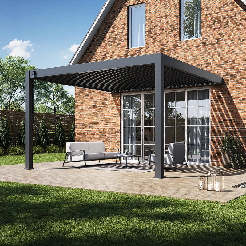 Pergola Bioclimatica Addossata Collezione VS 4x4M - V2 Antracite