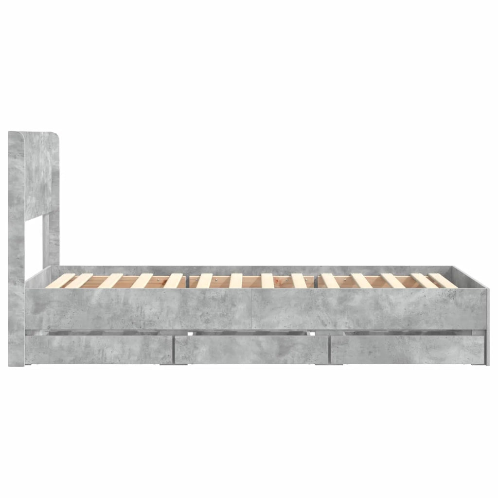 Struttura del letto con stoccaggio e testata Grigio Cemento 3414338