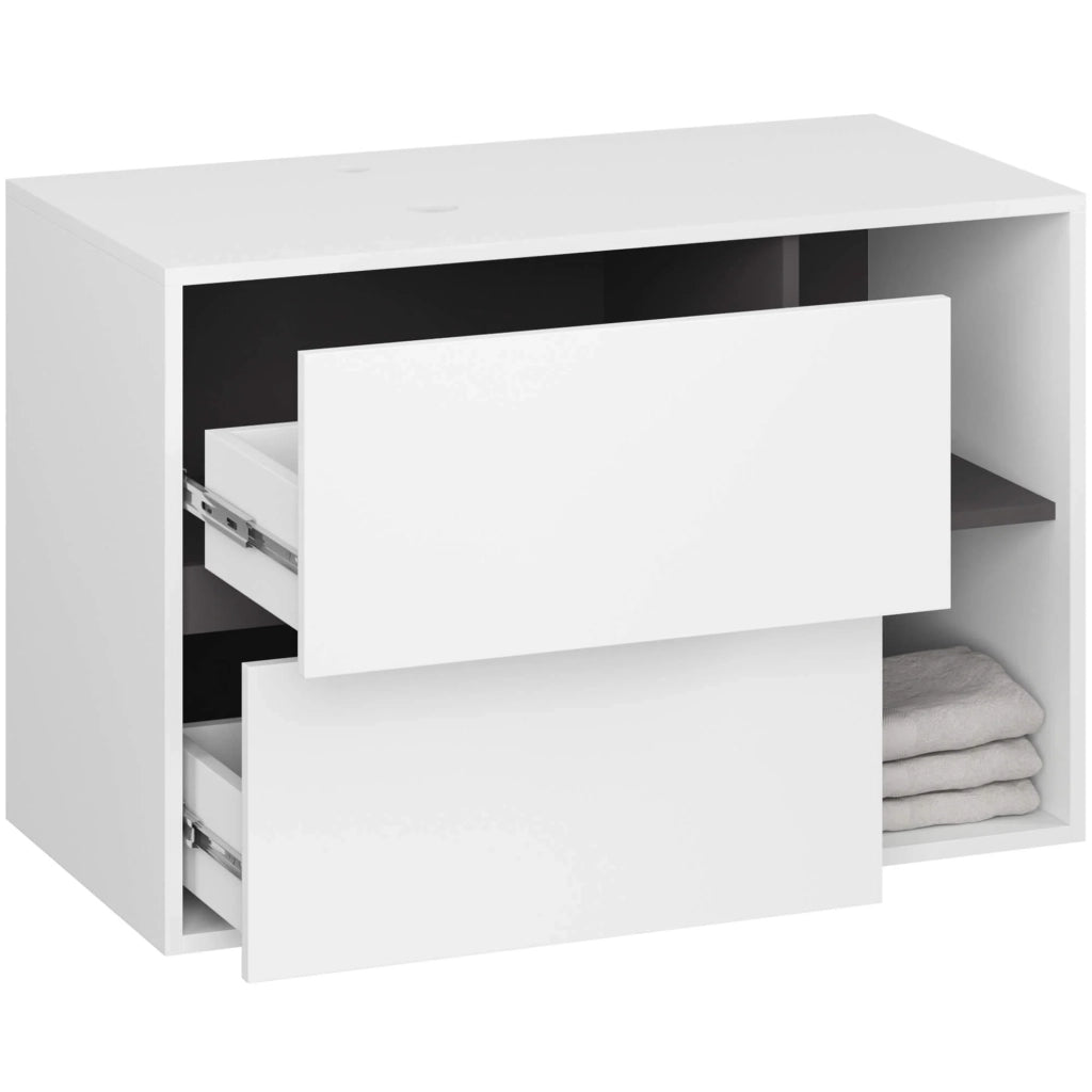 Mobile bagno senza lavabo VAMI sospeso Bianco, Grigio Grafite 90 cm 2 cassetti 90x45,5x60 cm