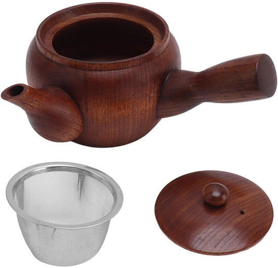Teiera in Legno - Stile Tradizionale - Flauto Teiera - Inclusa Filtro - Materiale Sostenibile - Peso 310 g - Teiera a Stomaco