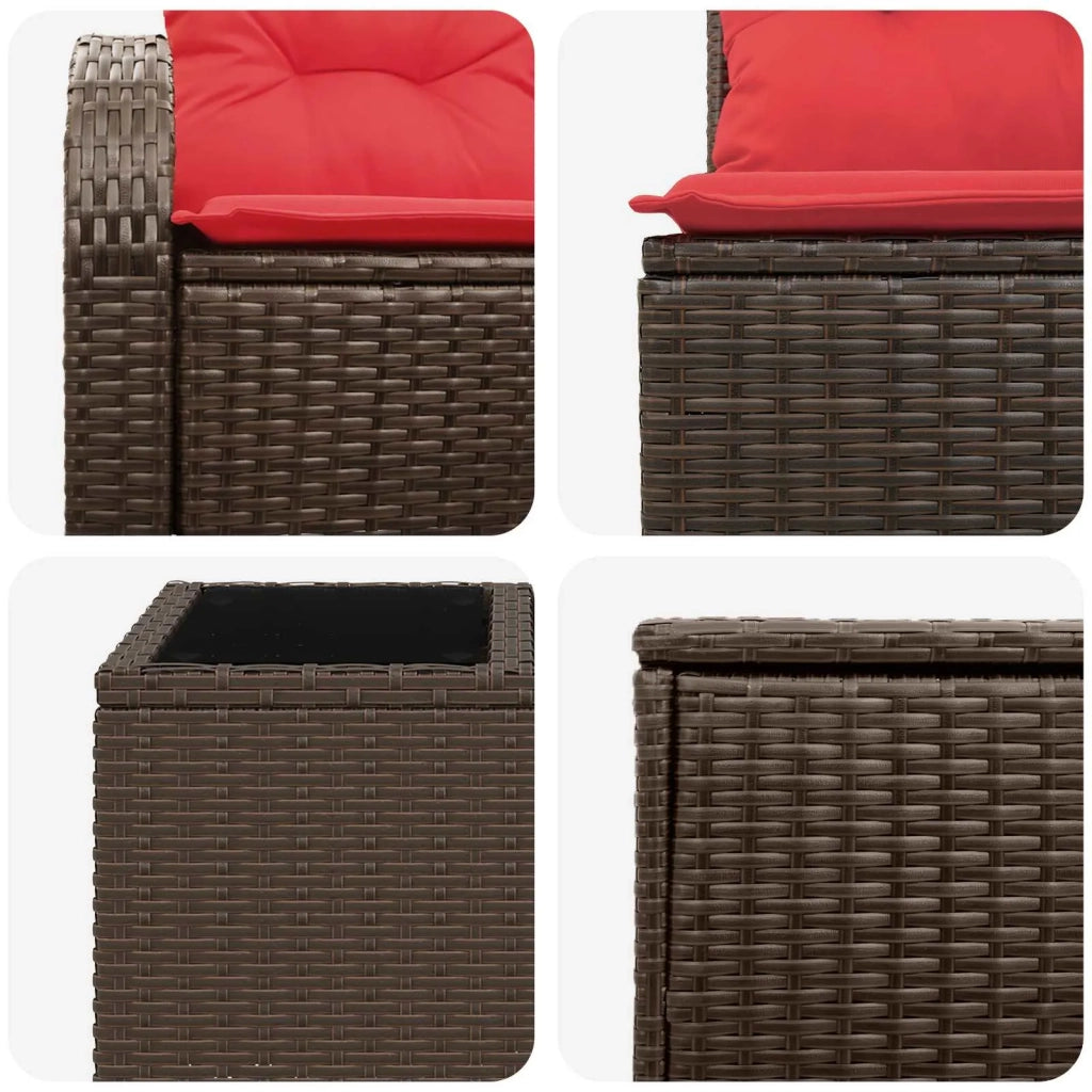 Set di divani 8 pz Marrone e Rosso Rattan sintetico e Acciaio 3448111