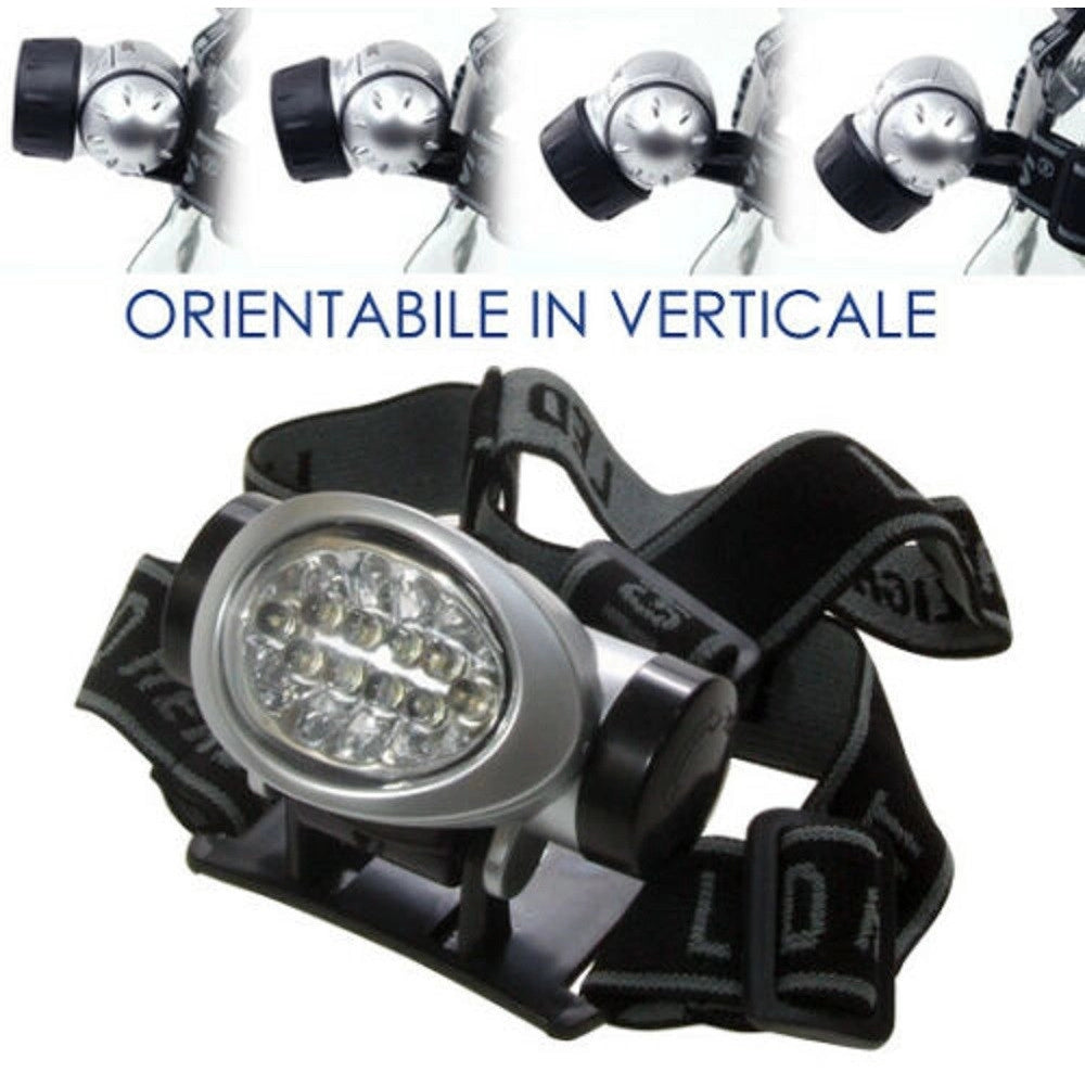 Trade Shop - Torcia Led Frontale Da Testa Luce Lampada Ricaricabile 6 Led Camping Caccia -