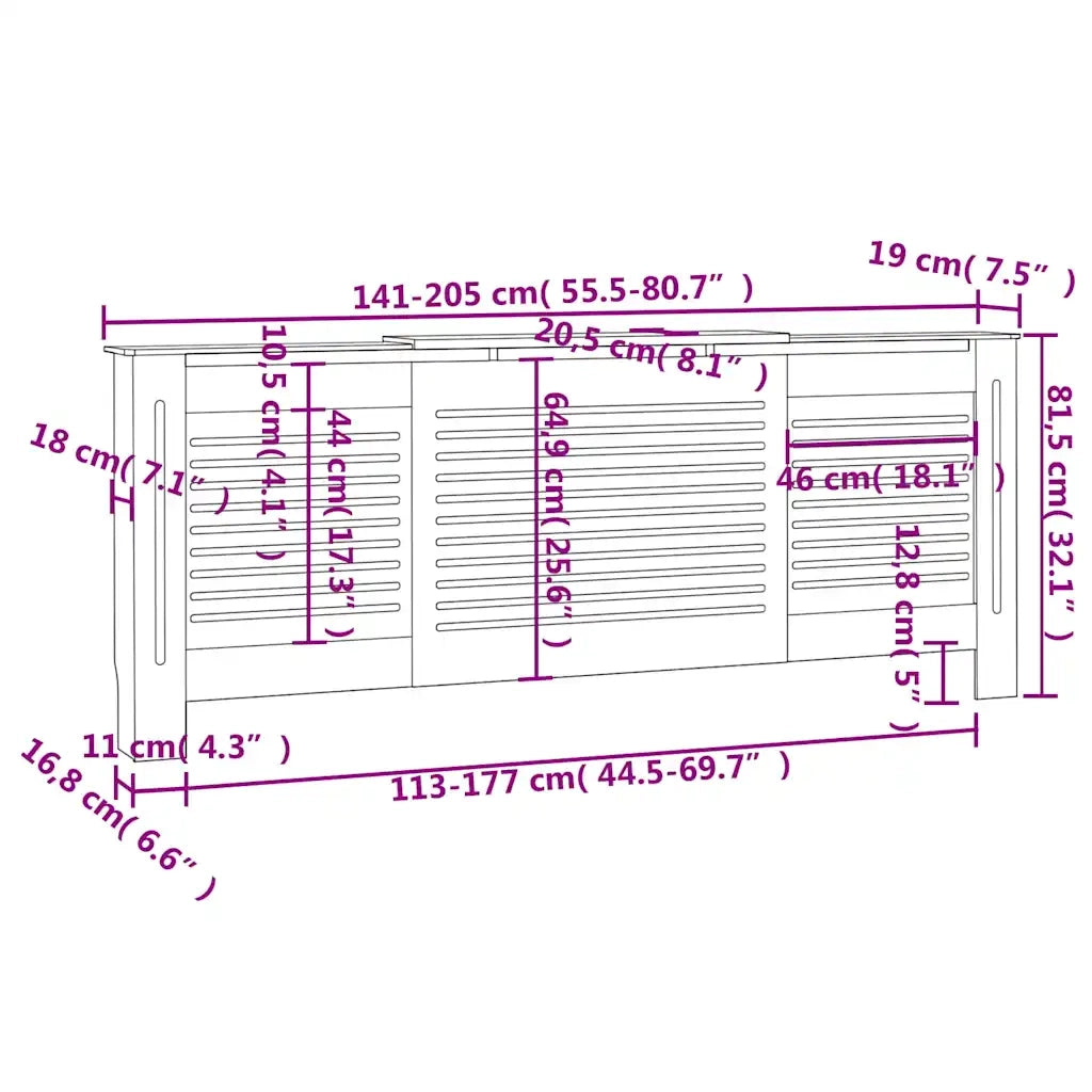 Copertura per Radiatore Grigia in MDF 205 cm CFW4489655