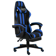 Sedia da Gaming con Poggiapiedi Blu e Nera in Similpelle cod mxl 11578