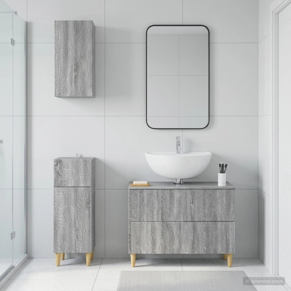 Set di armadietti da bagno in 3 pezzi DELFT Sonoma grigio 3417789