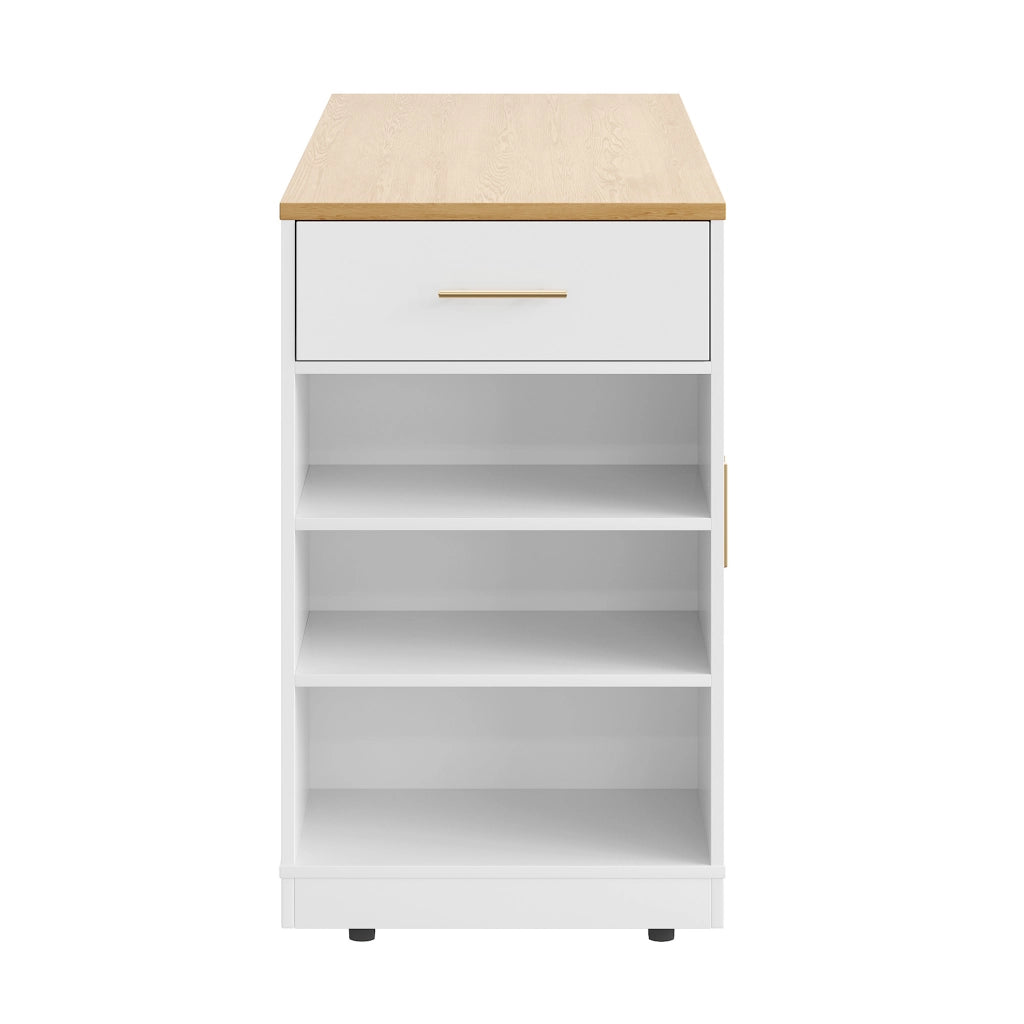 Isola da cucina 120x50 cm; con cestino integrato; MDF e metallo; bianco