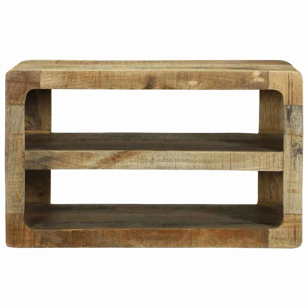 Mobile porta TV rettangolare moderno con 2 ripiani portaoggetti 60 x 32 x 36 cm in legno massello di mango marrone 02_0058075