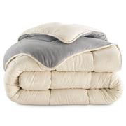 IDMarket - Piumino 200x200 CM polar biface grigio e crema 400 gr ZOE