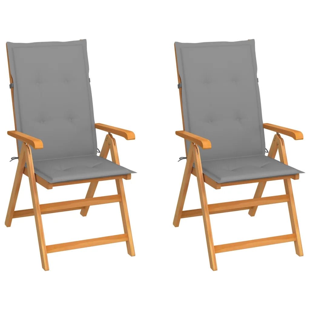 Sedie da Giardino 2 pz con Cuscini Grigi in Massello di Teak cod mxl 24388