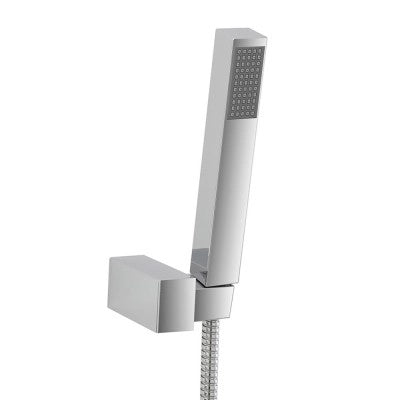 Set doccia cromo con doccino quadrato, presa acqua e flessibile