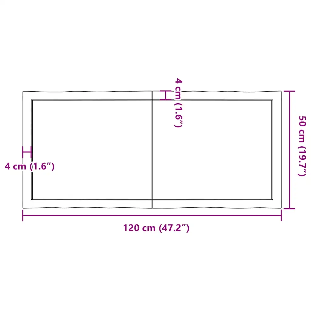 Piano Tavolo Marrone Chiaro 120x50x(2-6) cm Rovere Non Trattato 363959