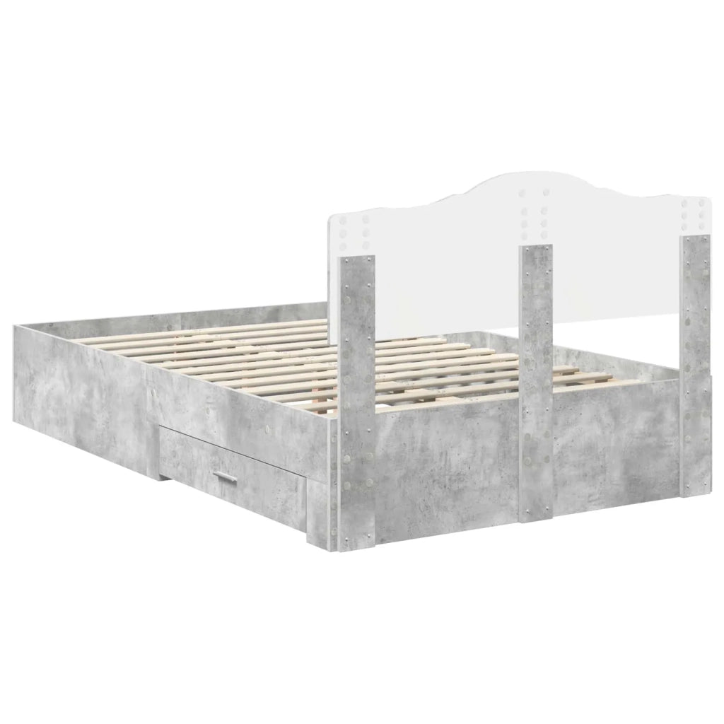 Struttura del letto con testiera Grigio cemento 135 x 190 cm 3413205