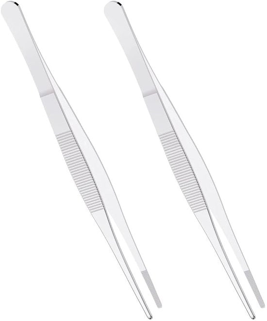 Due paia di pinze in acciaio inossidabile, pinze da 14 cm, pinza chirurgica antiscivolo con punta diritta e punta a dente di sega