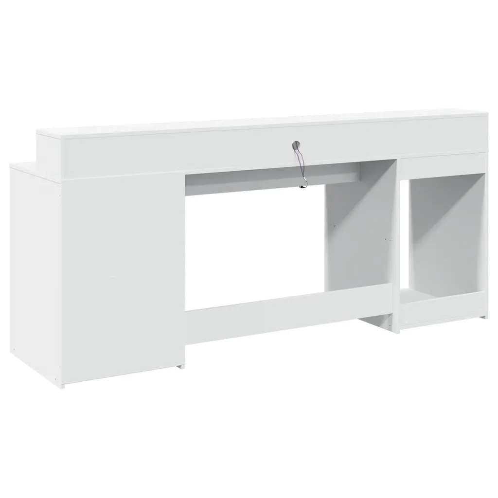 Scrivania | Tavolo da Ufficio con Luci LED Bianca 200x55x91 cm in Truciolato