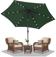 Ombrellone da giardino - 270CM - Ombrellone - Esterno - con LED - UV50+ - 30° Inclinabile - Imbottito - Ombrellone per balcone - Ombrellone a vento - Verde