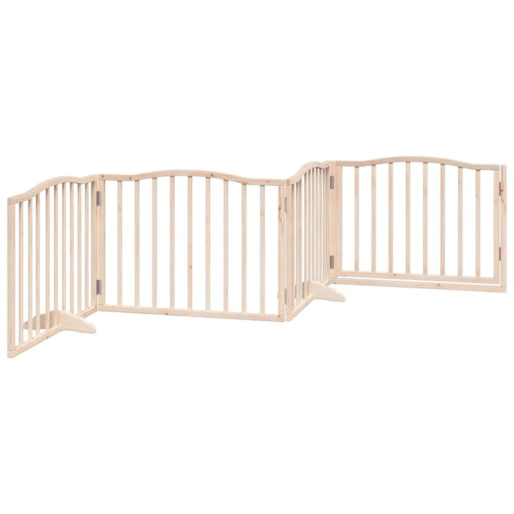 Cancelletto di sicurezza per cani con porta in legno di pioppo marrone a 4 pannelli 02_0023294