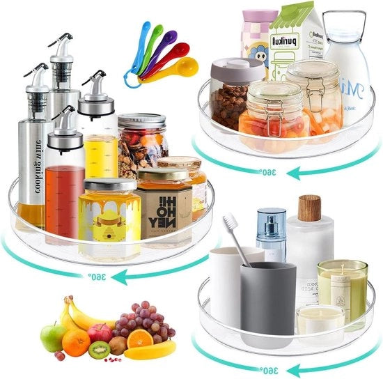 Rack organizzatore per spezie da 3 pezzi - Regolabile 360° per contenitori di spezie, alimenti, olio, bottiglie e barattoli