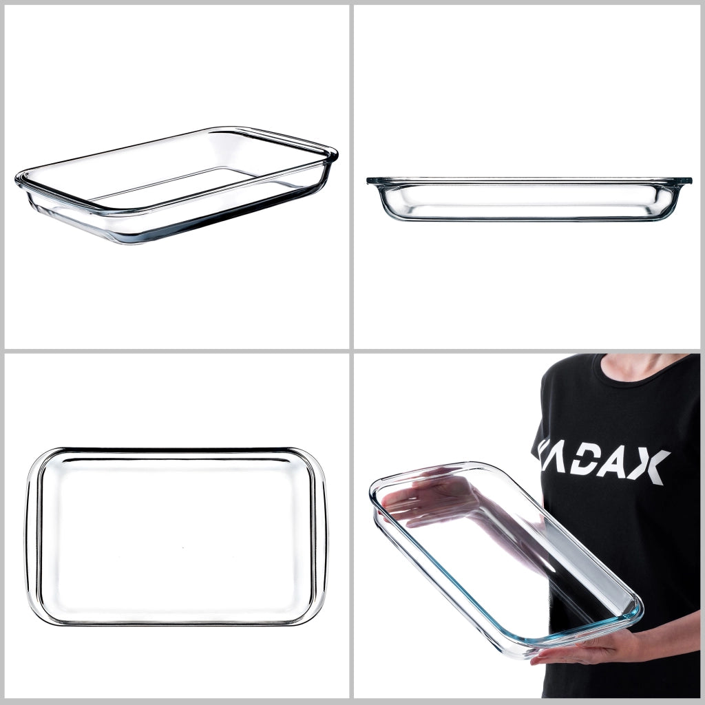 KADAX Casseruola rettangolare in vetro da 3 litri, adatta al forno (39x23 cm)