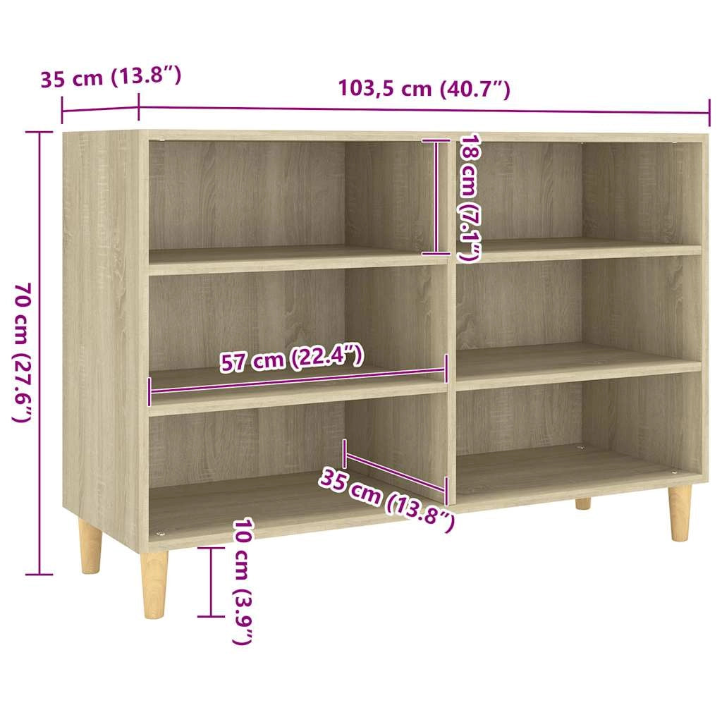 Buffet credenza cassettiera armadio mobile contenitore organizer cucina soggiorno rovere Sonoma 103,5 x 35 x 70 cm legno ingegnerizzato marrone 02_0031483