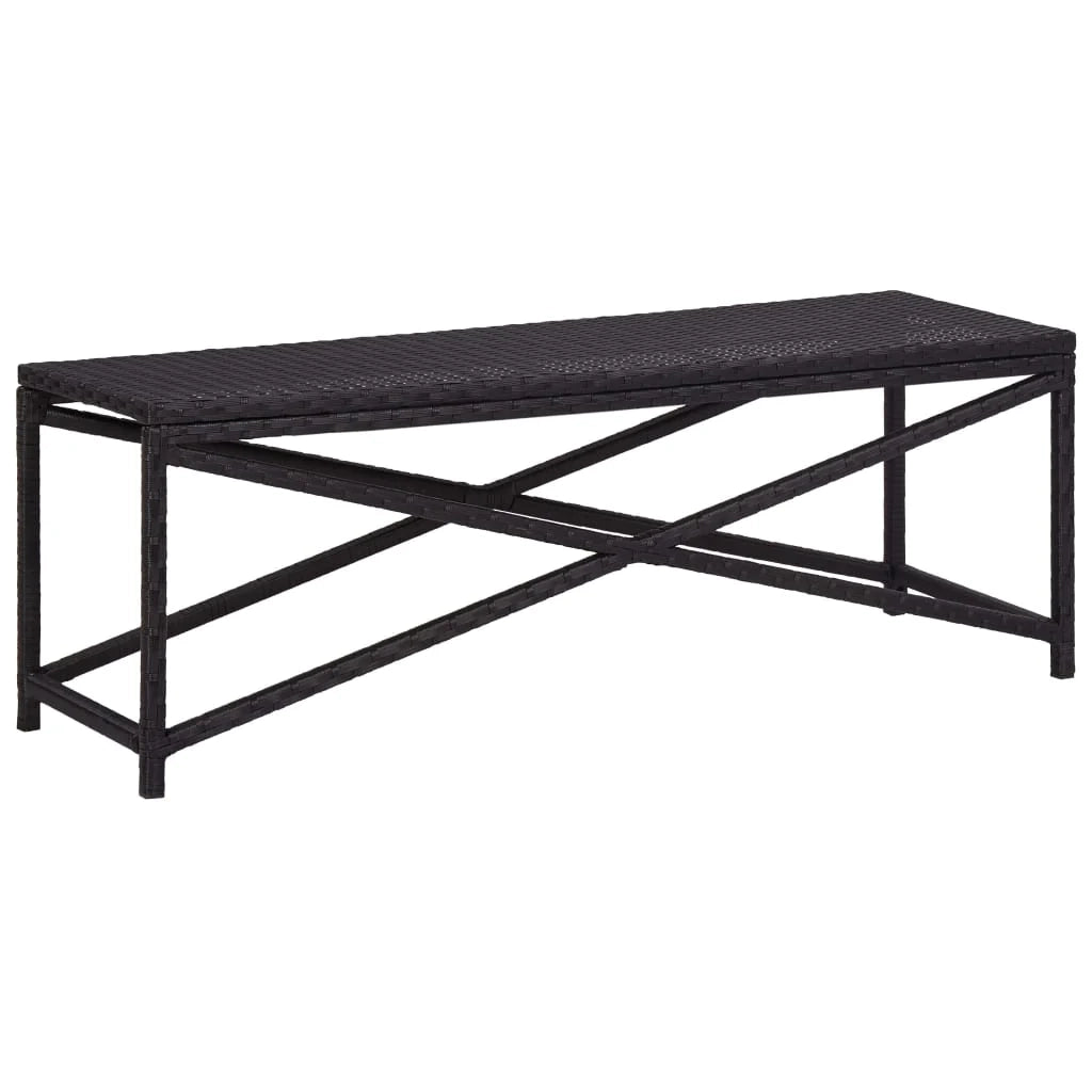 Panca da giardino arredo da esterno terrazza 120 x 40 x 43 cm resina intrecciata nera 02_0011209