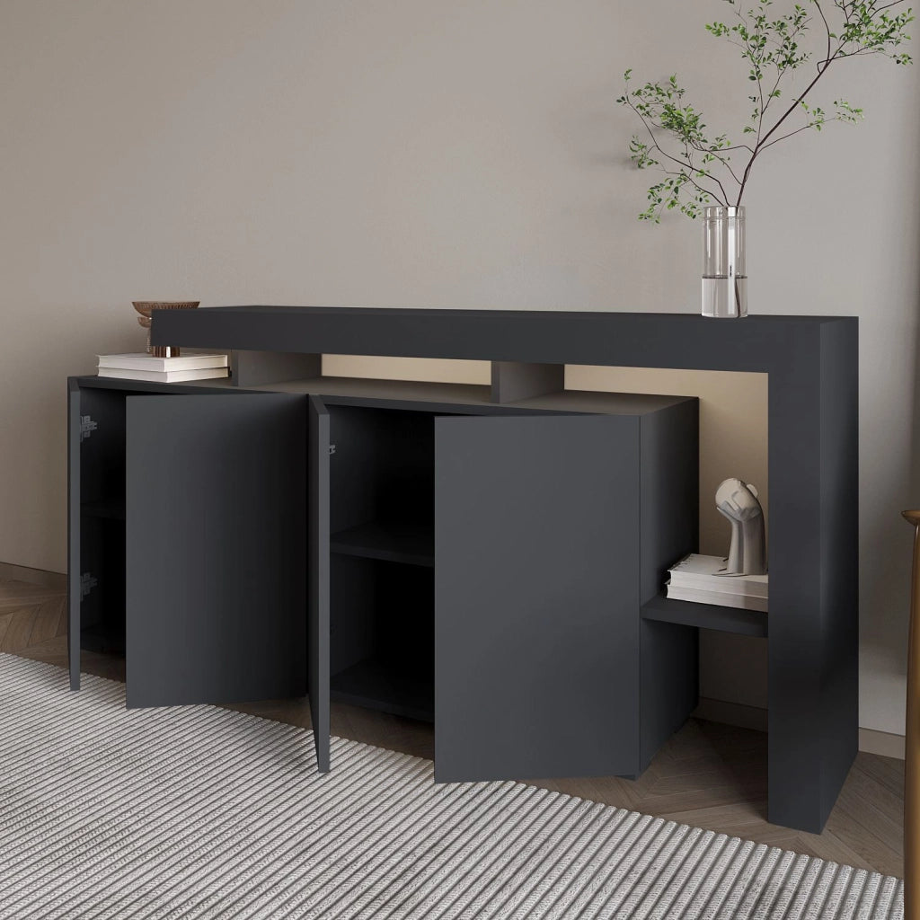Credenza in legno "Beliz" - 170 x 35 x 80 cm - Antracite