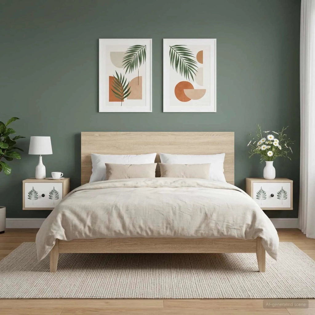 Mobiletto da comodino a parete HANAU 2 pz Rovere Sonoma 8007494