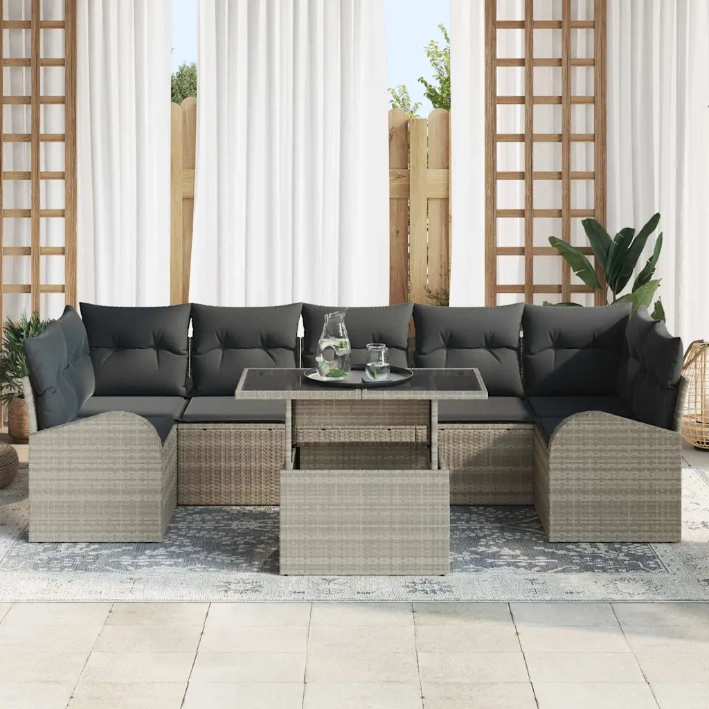Set Divano da Giardino con cuscino 8 pcs Grigio chiaro 3357335