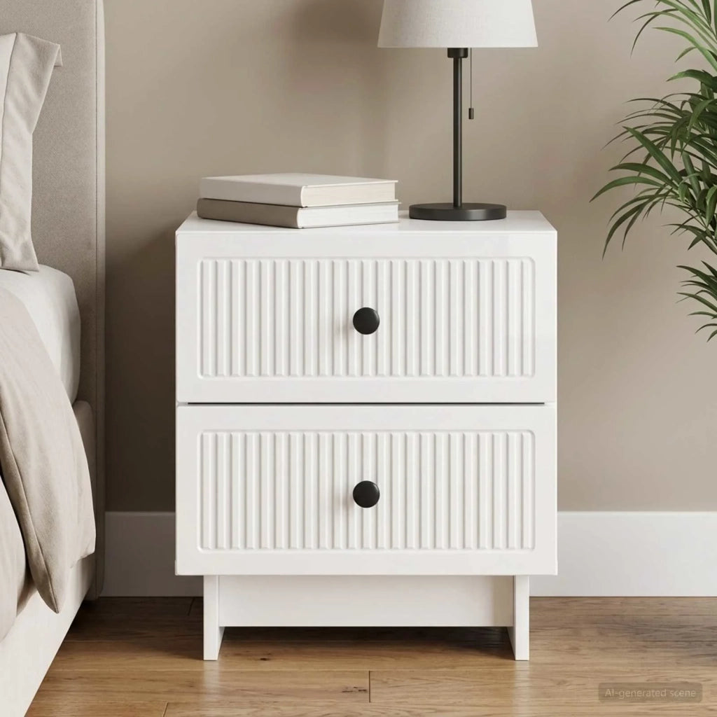 Armadio da Notte con cassetto Bianco Lucido 43 x 34,5 x 47,5 cm 893843