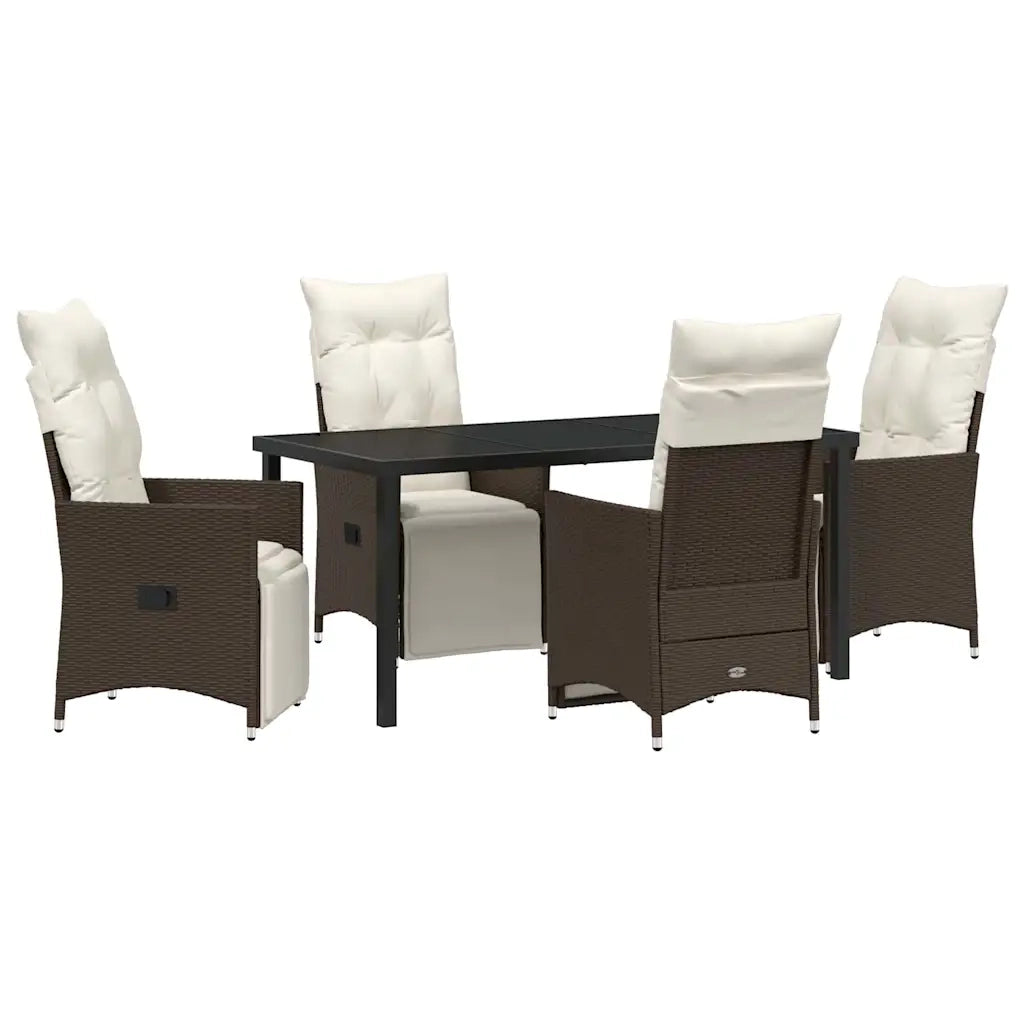 Set da Pranzo per Giardino con cuscino 5 pcs Marrone polyrattan 3379572
