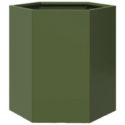 Fioriera | Cassetta per fiori | Vaso da Giardino Verde Oliva Esagono 46x40x45 cm Acciaio