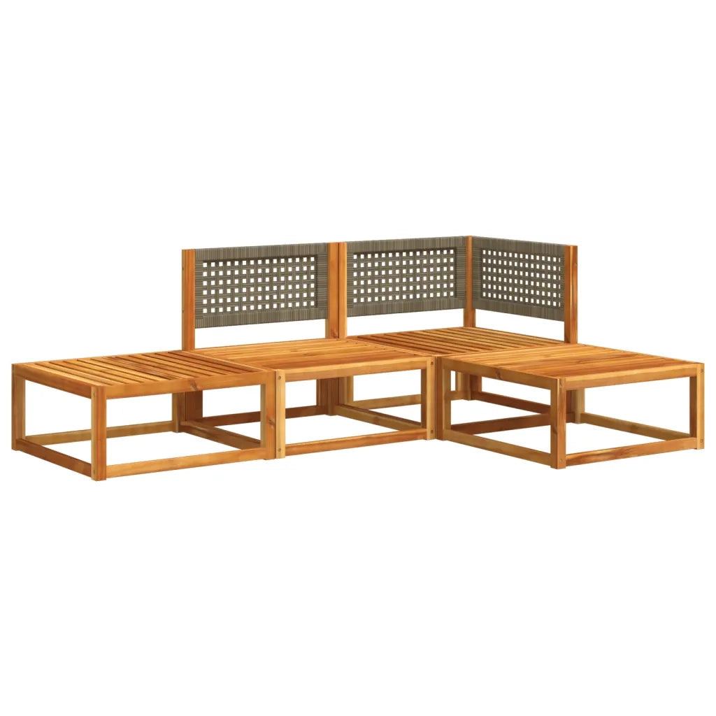 Set di divani da giardino 4 pz | Set Salotto da Giardino con cuscini in legno di acacia e rattan