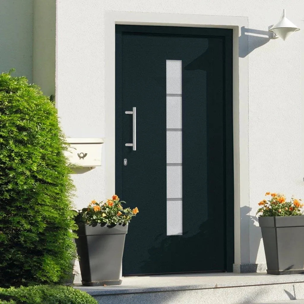Porta d'Ingresso in Alluminio e PVC Antracite 110x210 cm 3056817