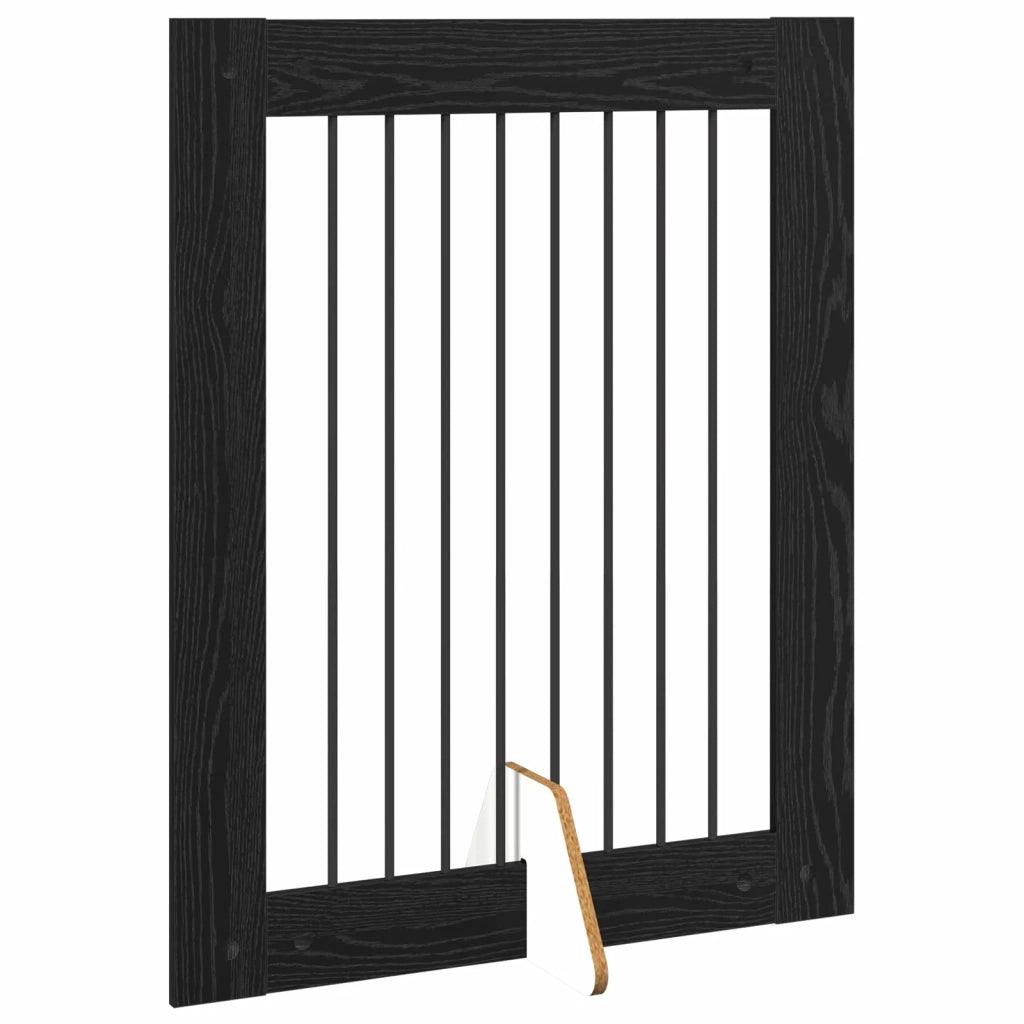 Cancello per cani con supporti 2 pz Rovere Nero 80 x 100 cm CFW4285285