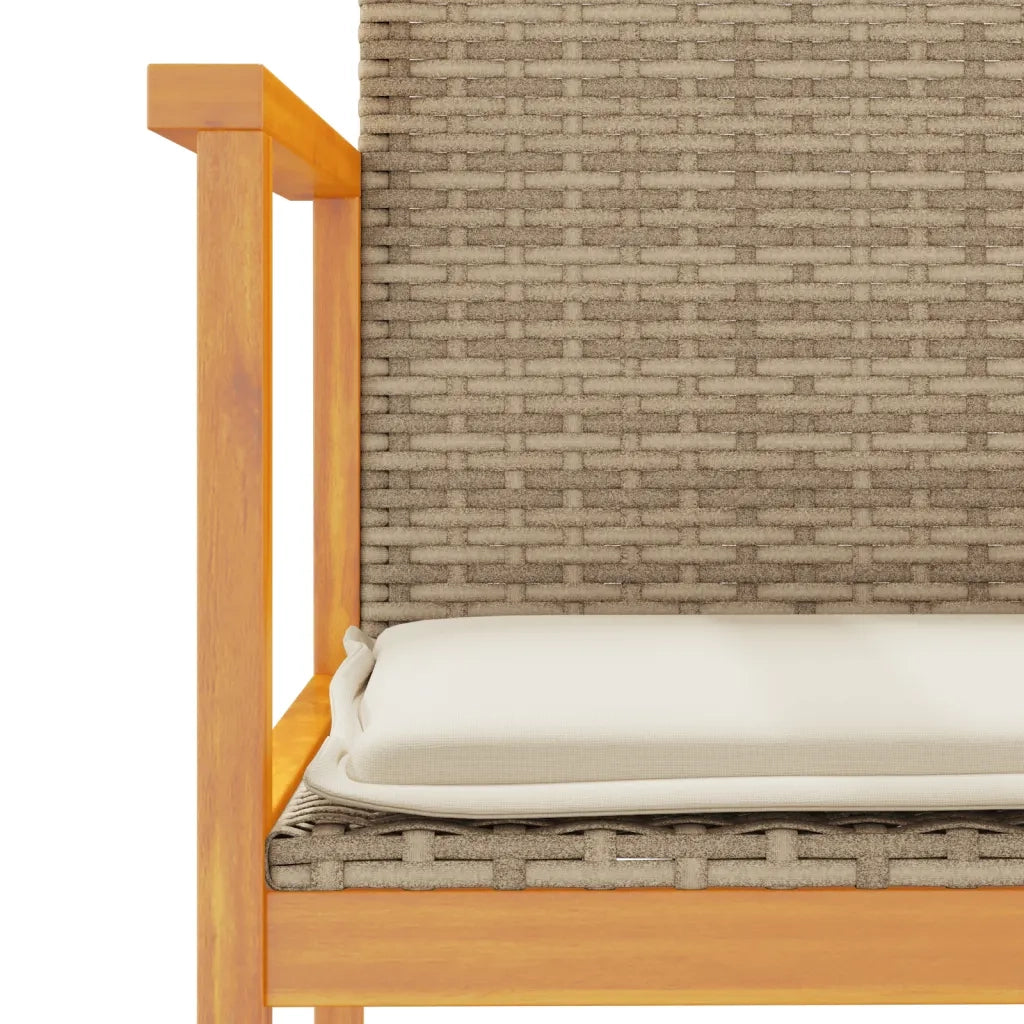 Sedie Giardino con Cuscini 2 pz | Sedie da Esterno Beige Polyrattan Legno Massello