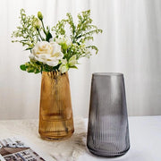 Vaso Decorativo in Vetro – Vaso Moderno con Solchi – Vaso per Fiori per Tavolo, Salotto e Decorazione di Matrimonio – ca. 20 cm