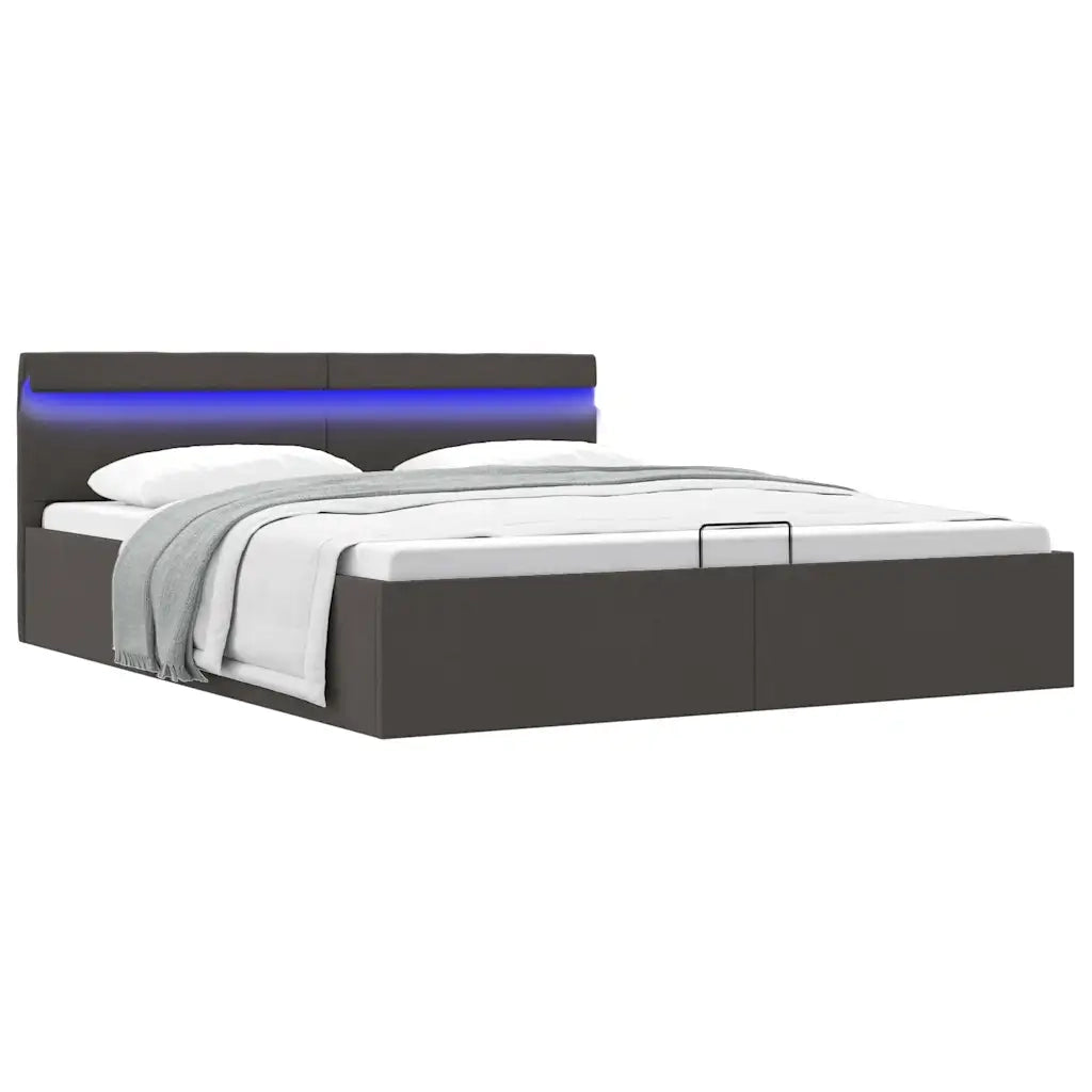 Giroletto con Contenitore e LED Grigio Scuro Tessuto 100x200 cm