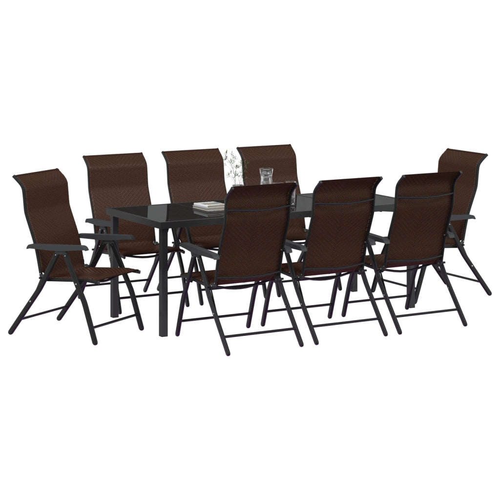 Set da pranzo da giardino 9 pezzi Marrone Polyrattan