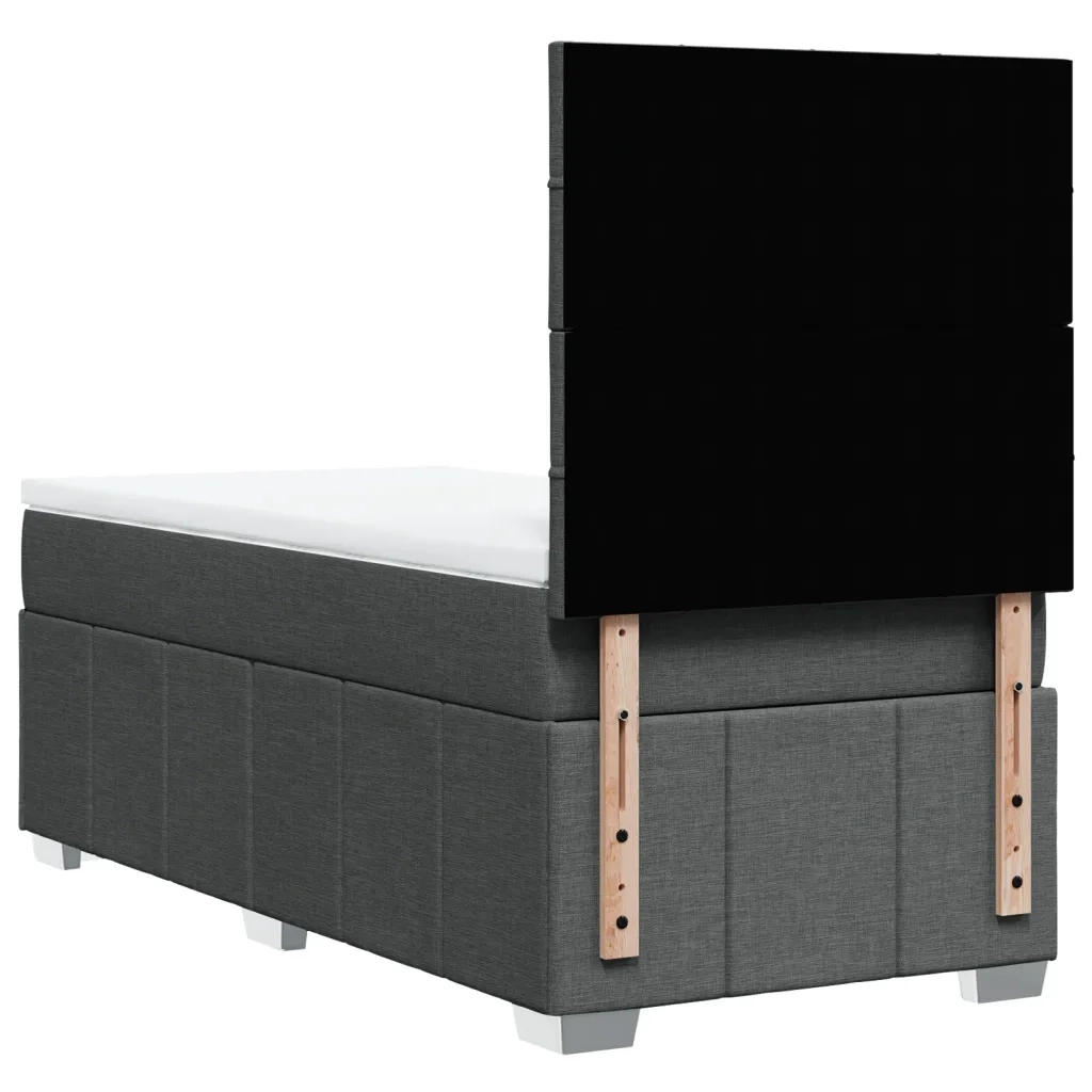 Giroletto a Molle con Materasso Grigio Scuro 100x200 cm Tessuto