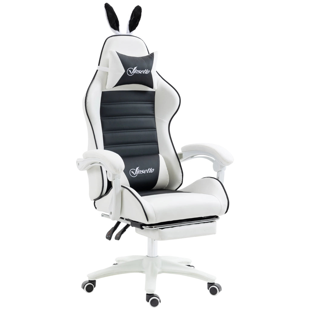 Sedia Gaming Professionale ¨C Xylo ¨C Pelle PU Nero e Bianco Altezza Regolabile 135¡ã 65x63x136-142cm