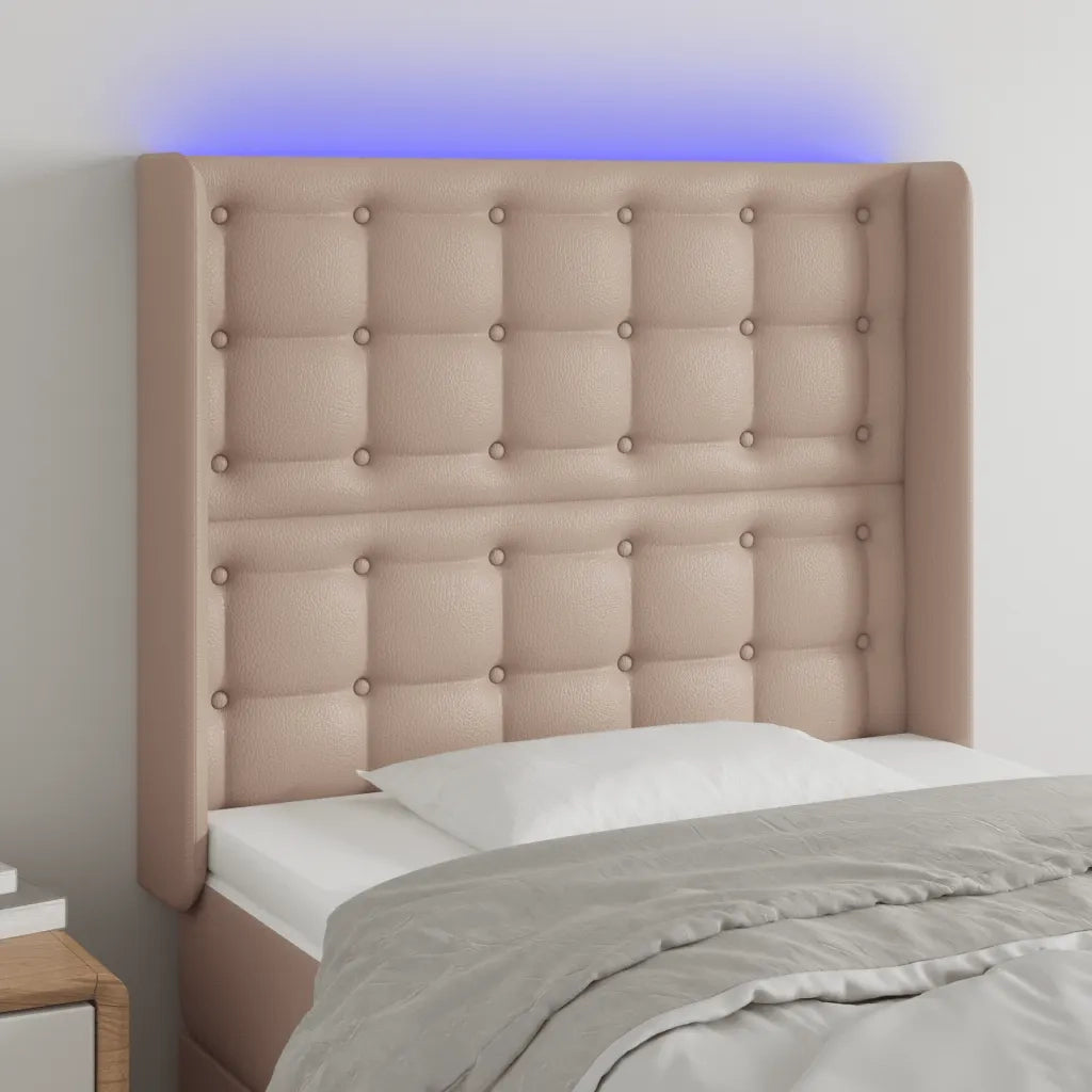 Testiera a LED-Testata con LED Cappuccino 103x23x118/128 cm in Similpelle 438534