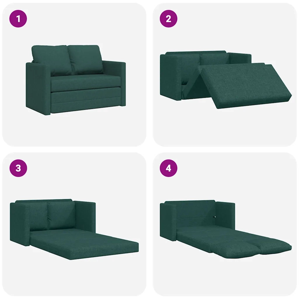 Divano Letto da Terra 2 in 1 Verde Scuro 112x174x55 cm Tessuto 353968